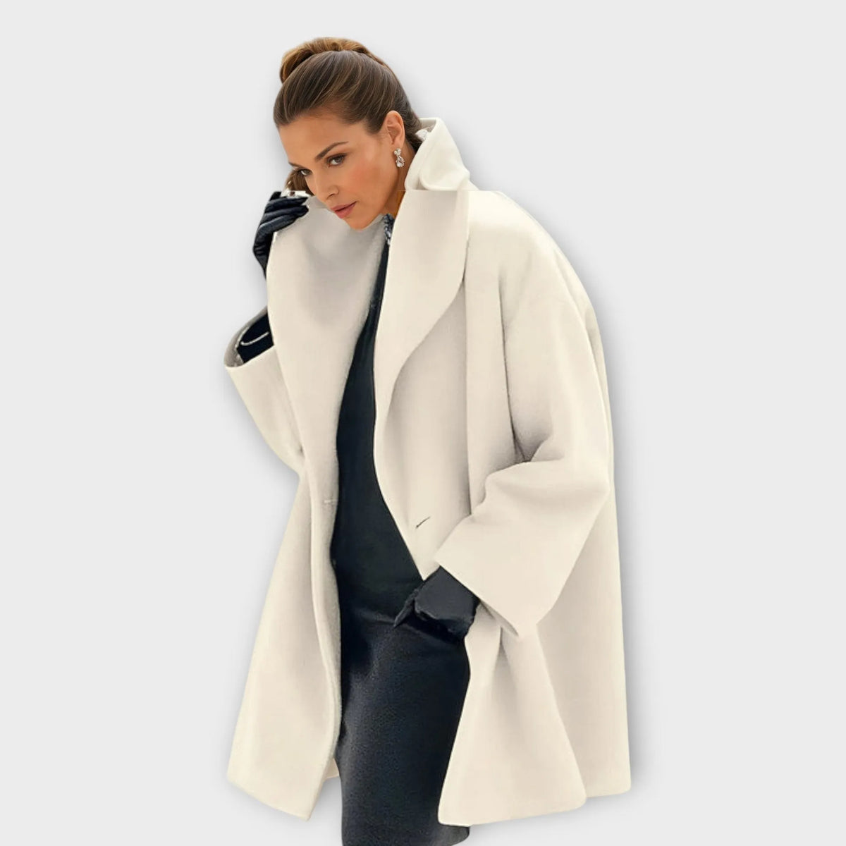 Abrigo de Invierno de Mujer Elegante Entallado con Cuello de Solapa
