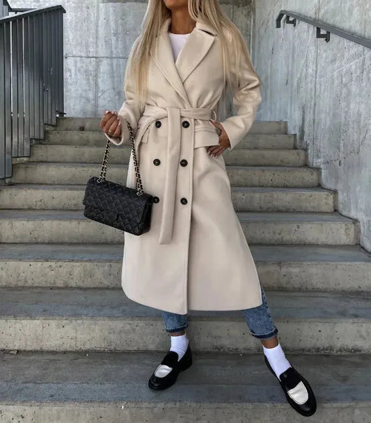 Abrigo de Mujer de Invierno Clásico con Botones