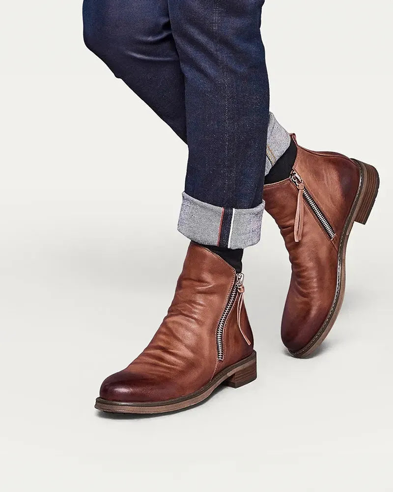 Botas de Hombre Casual Vintage con Cremallera Lateral