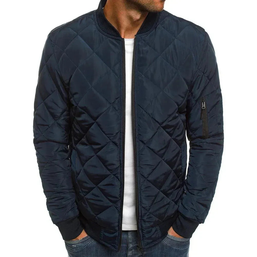 Chaqueta de Hombre Acolchada Casual con Cierre de Cremallera