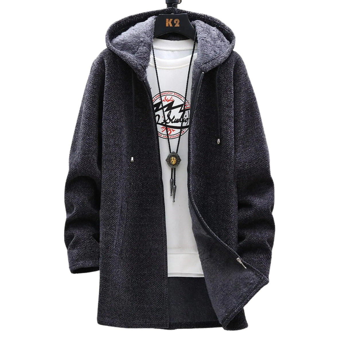 Chaqueta de Hombre Casual Larga con Capucha