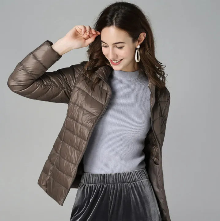 Chaqueta de Invierno de Mujer Elegante Ligera con Bolsillos