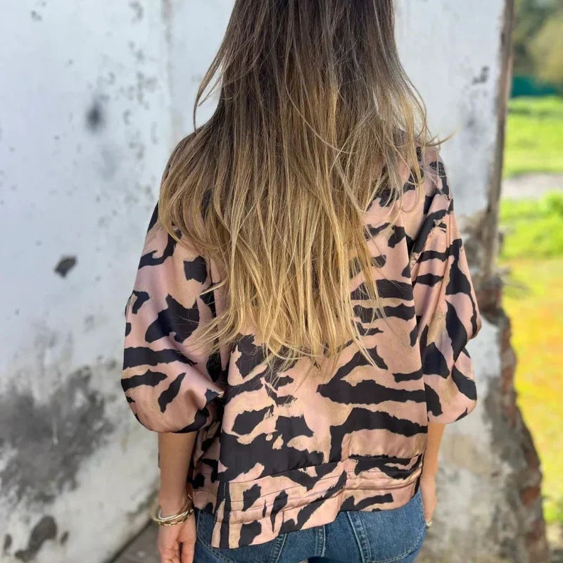 Chaqueta de Mujer Casual Ligera con Estampado de Cebra