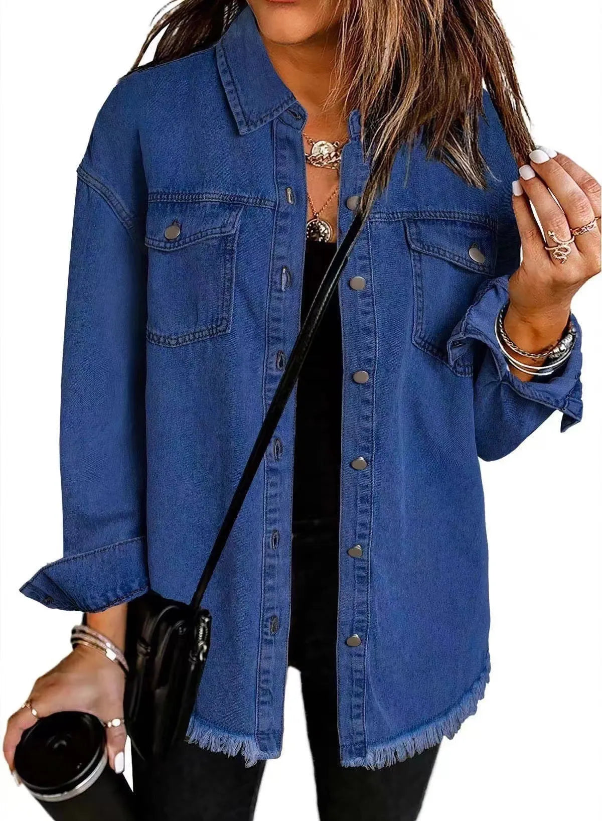 Chaqueta de Mujer Larga Casual con Bolsillos