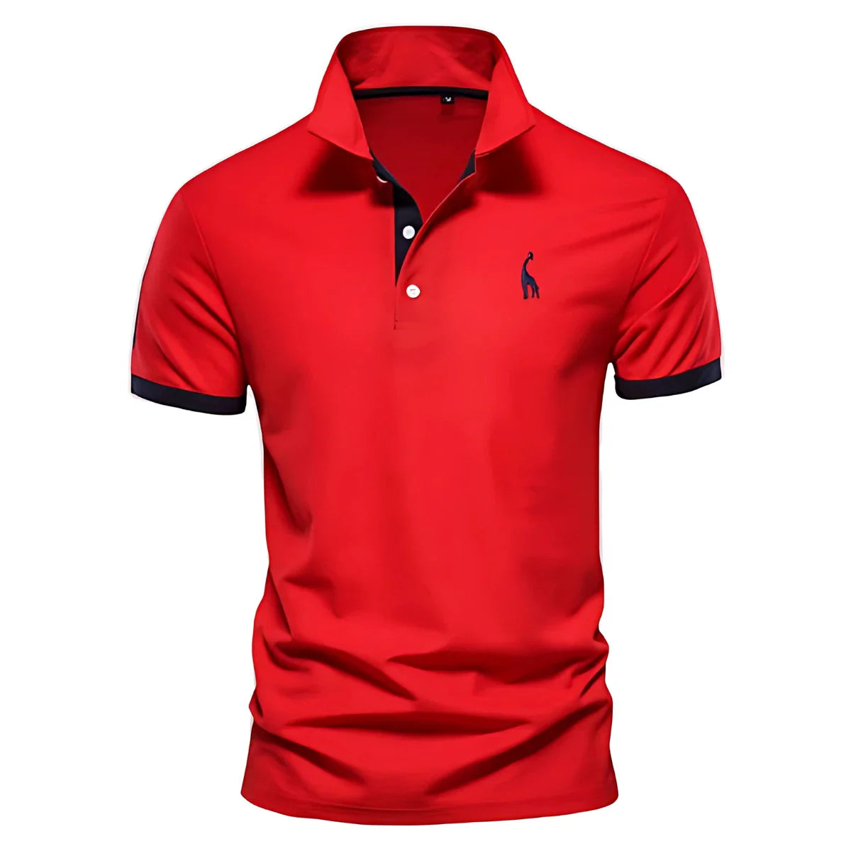 Men's Casual Slim Fit Polo Shirt with Short Sleeve and Embroidered