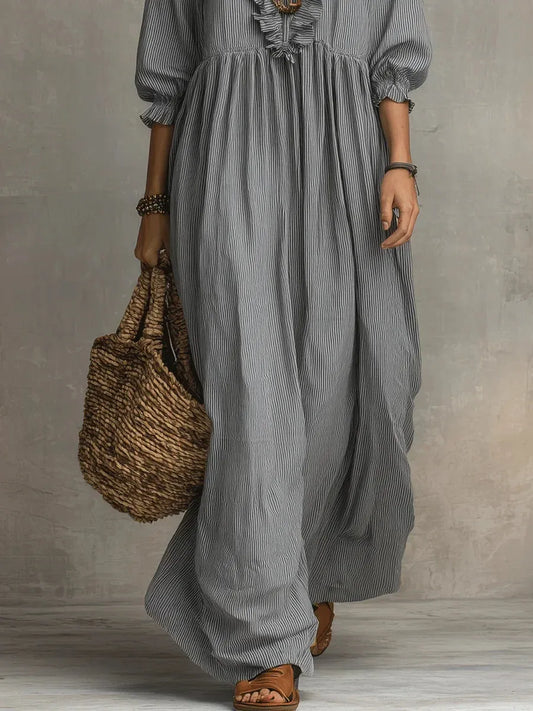 Vestido de Invitada de Boda Largo Boho Elegante con Volantes