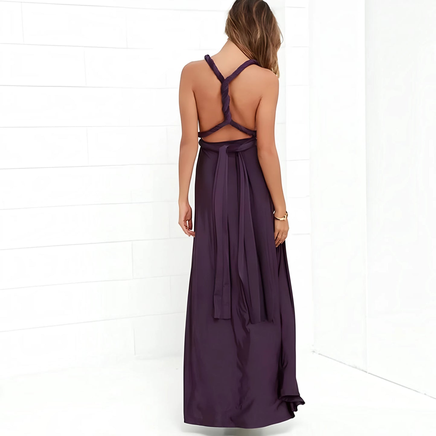 Vestido de Invitada de Boda Largo Elegante Casual con Espalda Descubierta
