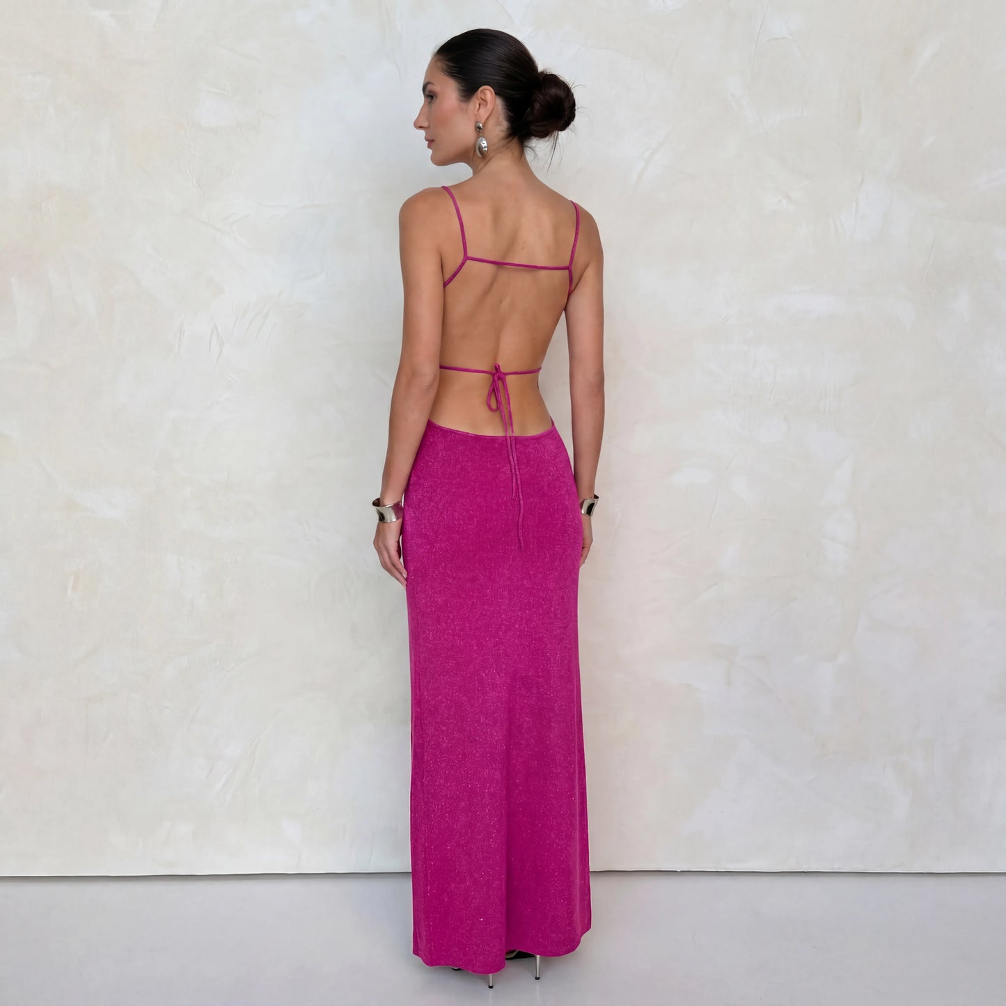 Vestido de Invitada de Boda Largo Elegante Moderno con Cut Out