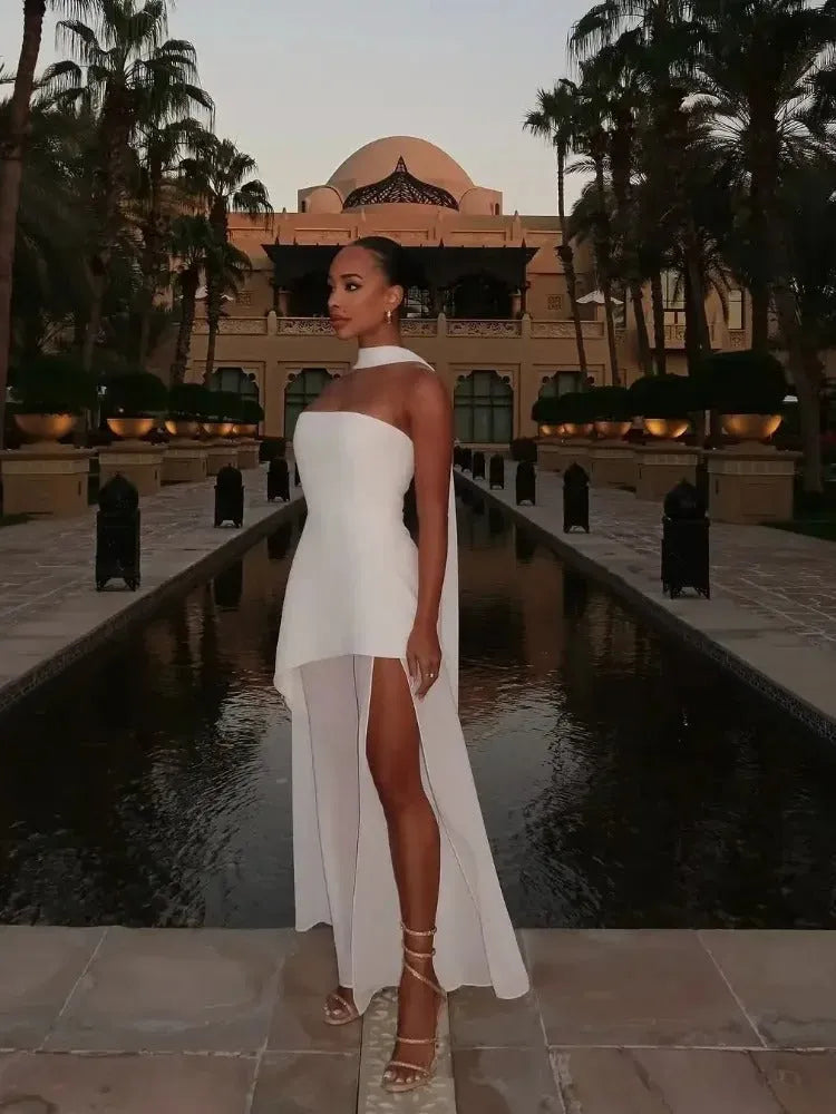 Vestido de Invitada de Boda Largo Elegante con Asimétrico