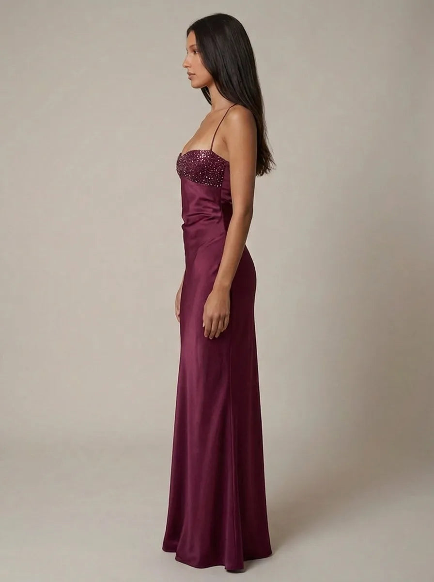 Vestido de Invitada de Boda Largo Elegante con Cuello Halter