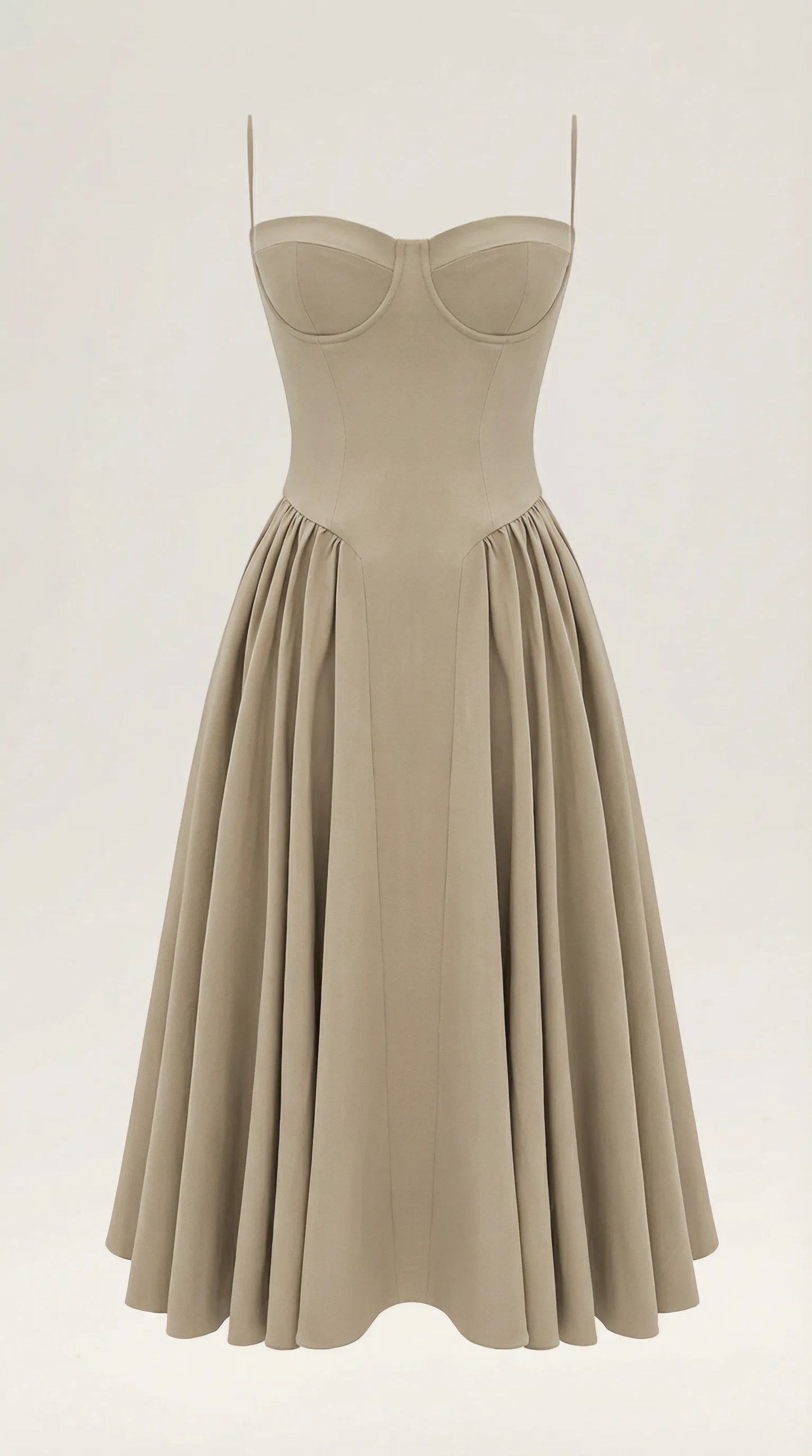 Vestido de Invitada de Boda Midi Elegante Corset con Plisado Detalles