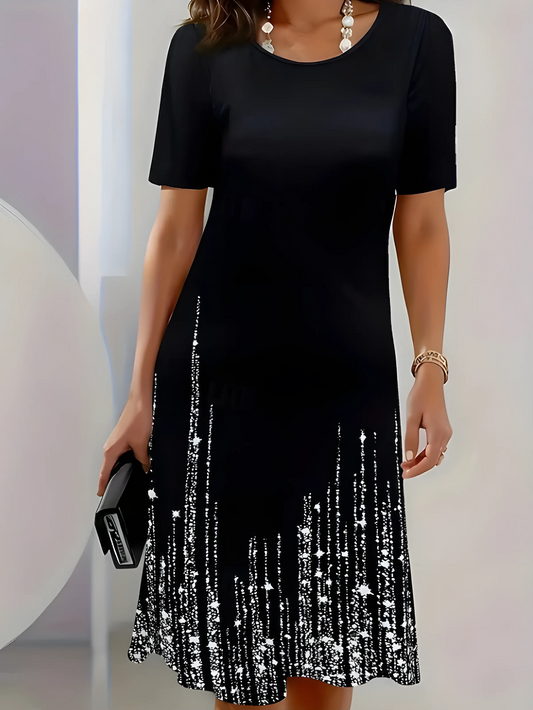 Vestido de Invitada de Boda Midi Elegante Minimalista con Manga Corta