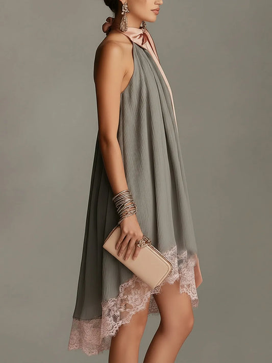 Vestido de Verano Corto Elegante con Lazo