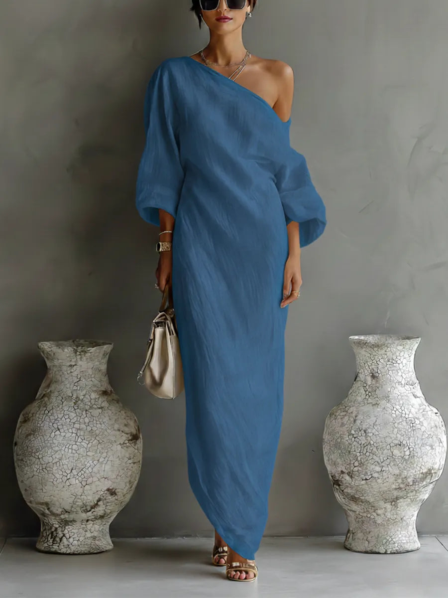 Vestido de Verano Largo Casual con Hombros Descubiertos