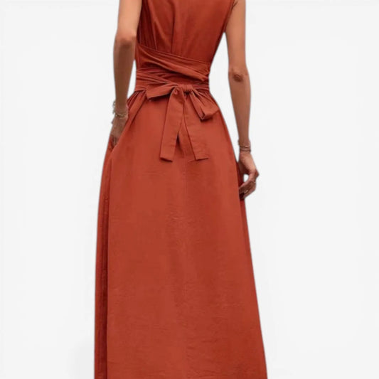 Vestido de Verano Largo Elegante Casual con Cintura Anudada