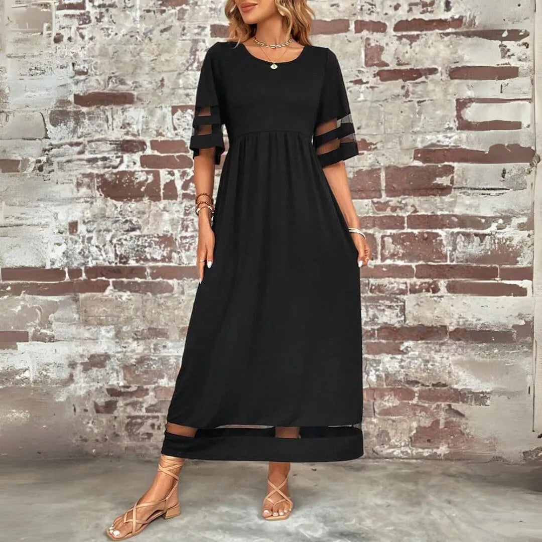 Vestido de Verano Largo Elegante Casual con Manga Corta