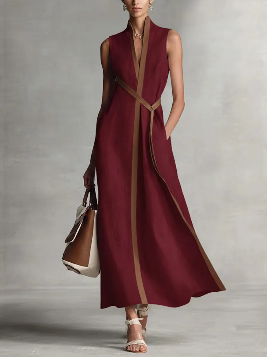 Vestido de Verano Largo Elegante con Cuello Alto