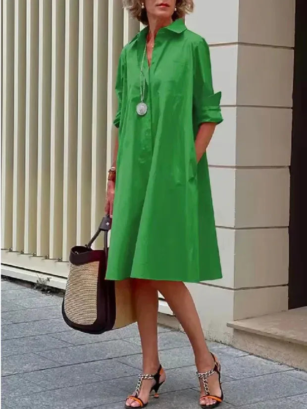 Vestido de Verano Midi Elegante Casual con Bolsillos