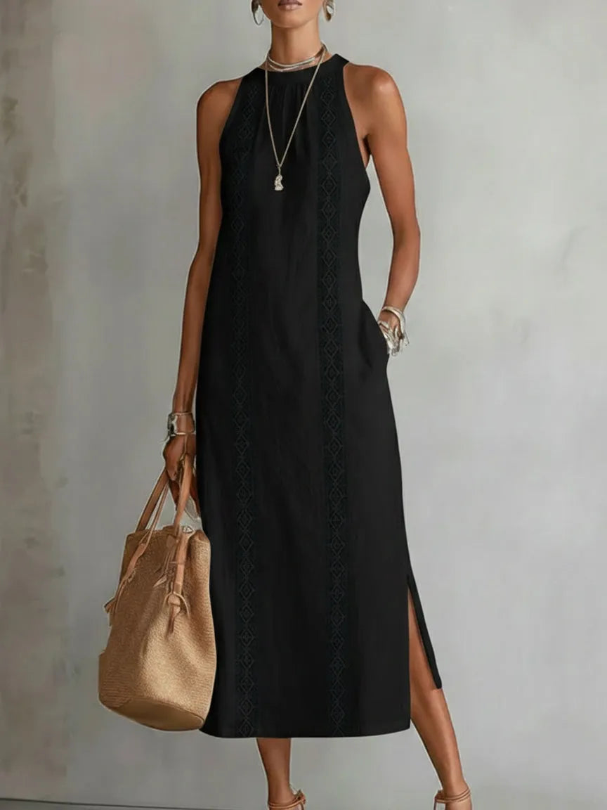 Vestido de Verano Midi Elegante Casual con Cuello Halter