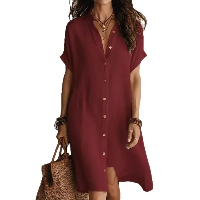 Vestido de Verano Mini Casual y Elegante con Manga Corta