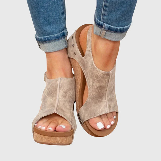 Women's Open Toe Comfortable Sandals with Velcro Strap and Cushioned Insole