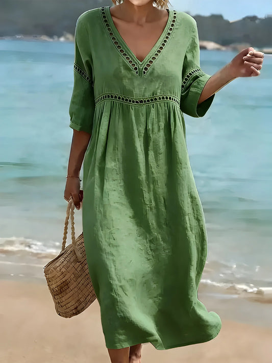 Vestido de Verano Midi Boho Casual con Escote en V