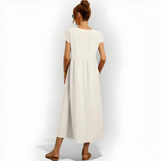Vestido de Verano Midi Casual Cómodo con Bolsillos