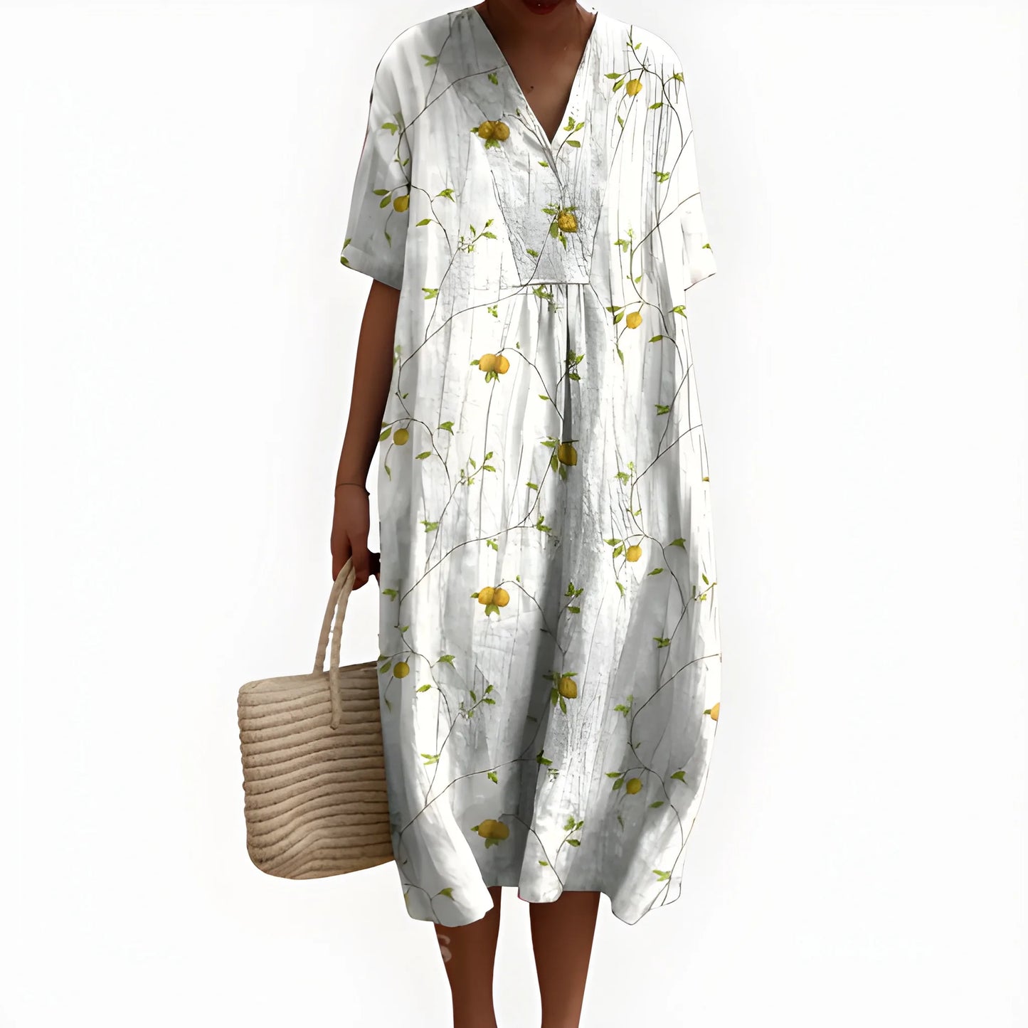 Vestido de Verano Midi de Flores Casual con Fruncido