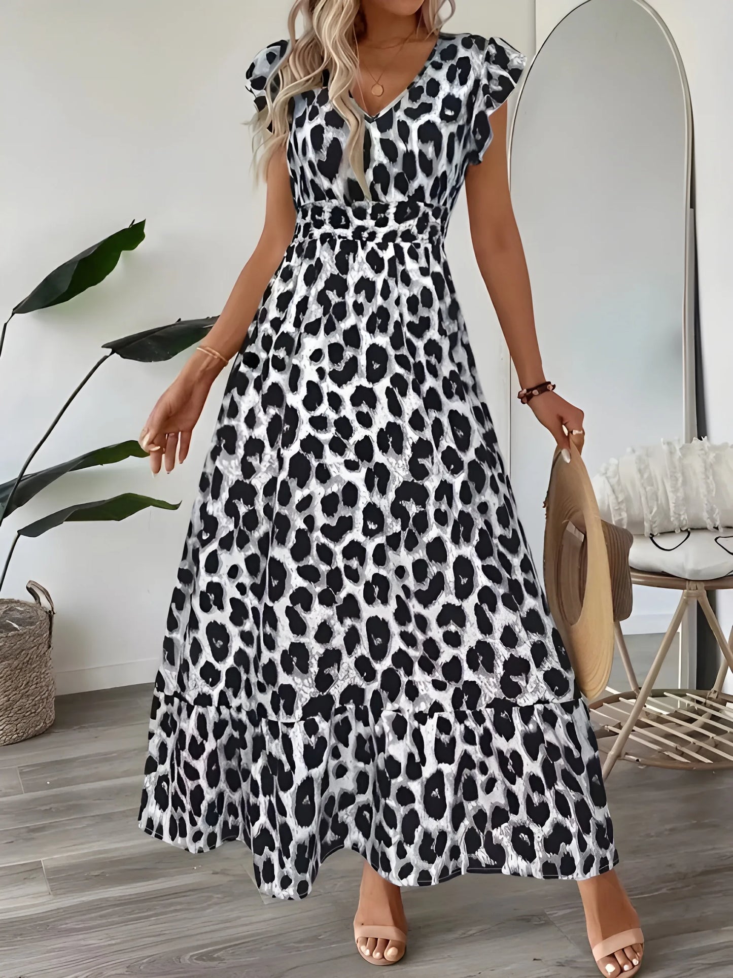 Vestido de verano largo elegante casual con escote en V