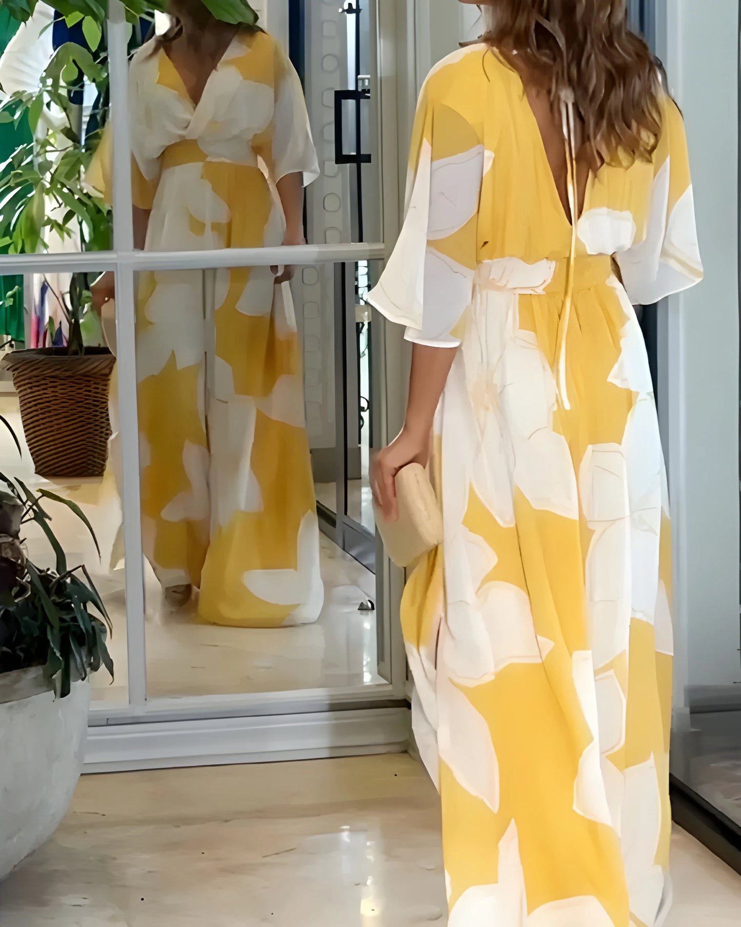 Vestido de verano midi elegante casual con estampado floral