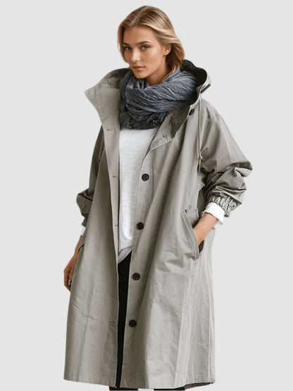 Abrigo de Mujer Largo Elegante con Capucha