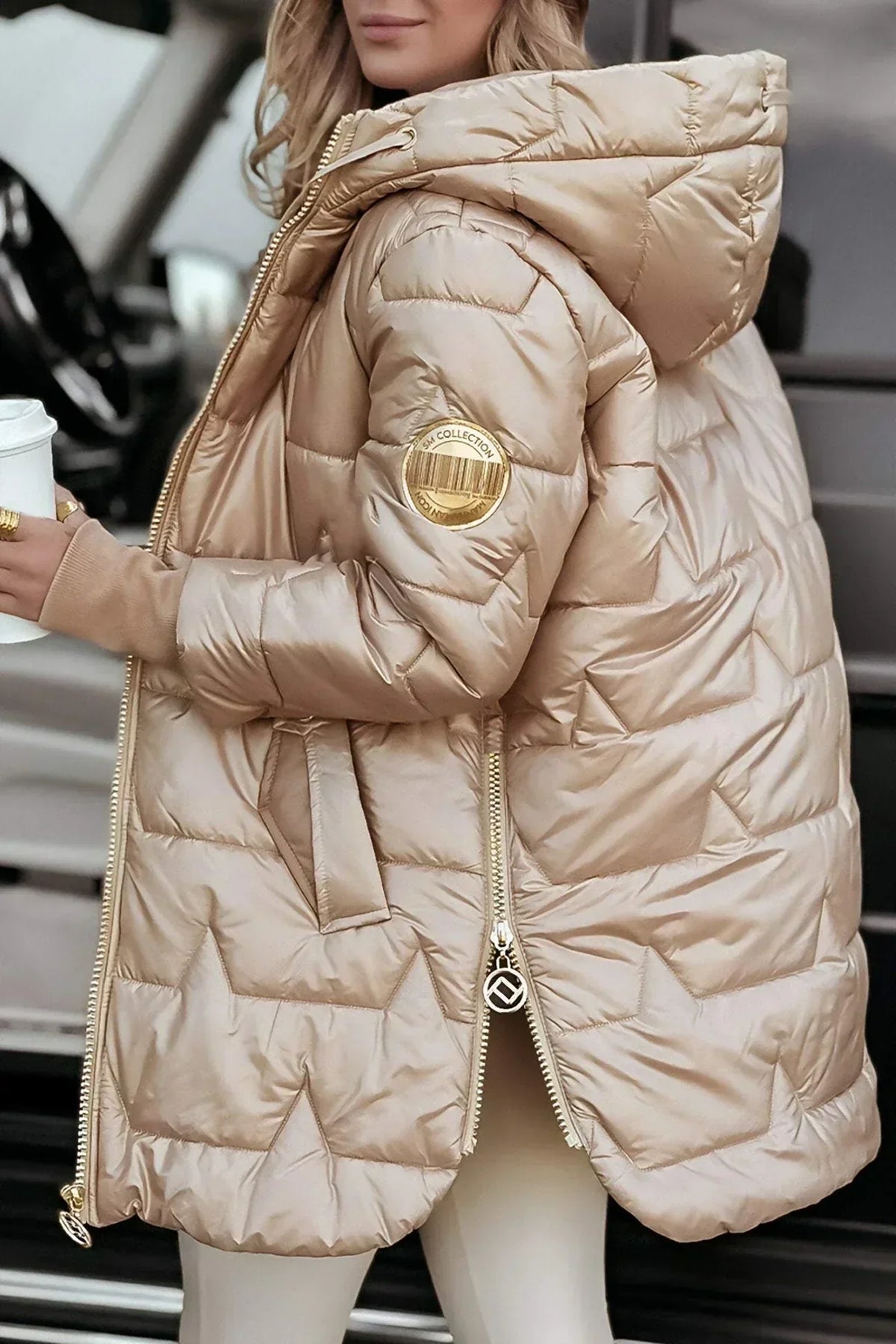 Abrigo de Invierno de Mujer Acolchado Elegante con Capucha