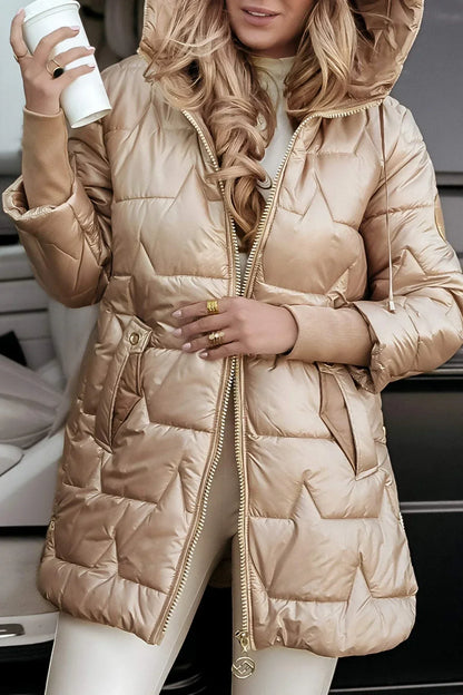 Abrigo de Invierno de Mujer Acolchado Elegante con Capucha