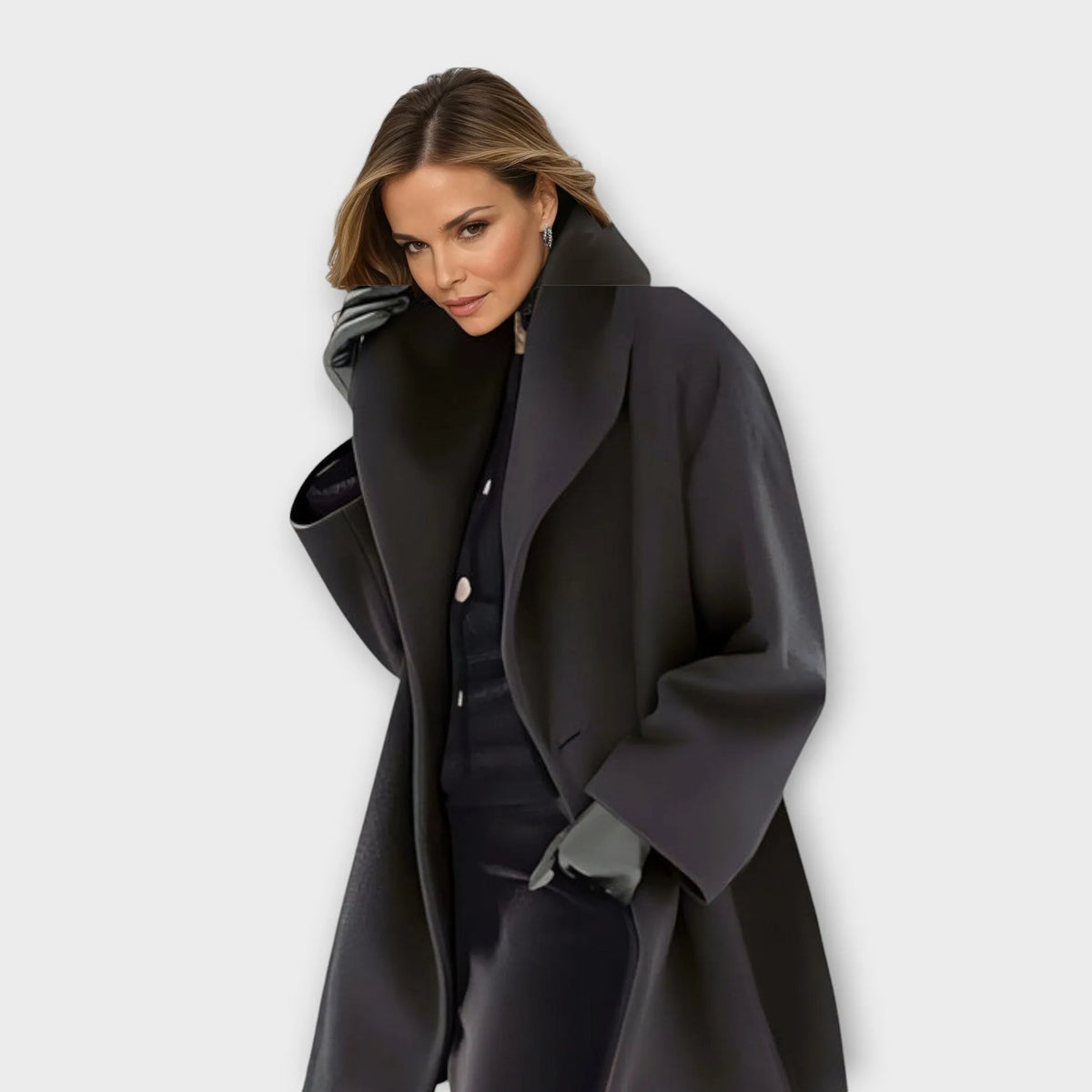 Abrigo de Invierno de Mujer Elegante Entallado con Cuello de Solapa