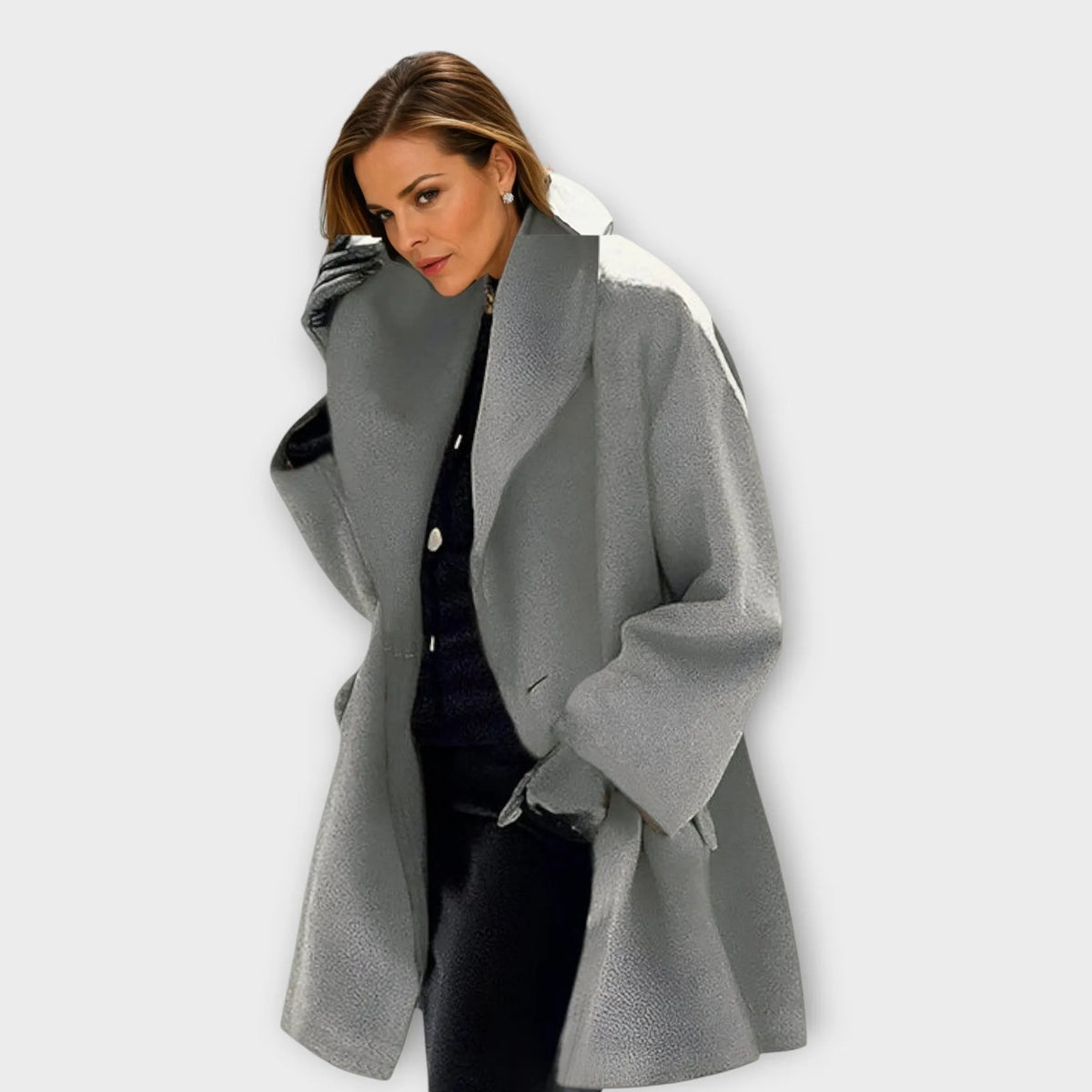 Abrigo de Invierno de Mujer Elegante Entallado con Cuello de Solapa