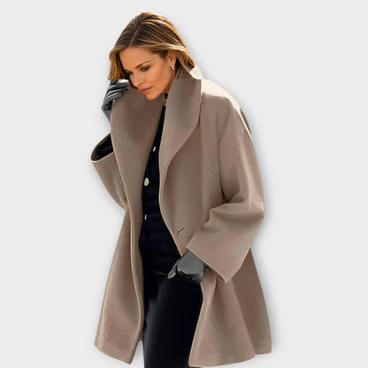 Abrigo de Invierno de Mujer Elegante Entallado con Cuello de Solapa