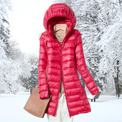 Abrigo de Invierno de Mujer Largo Acolchado con Capucha