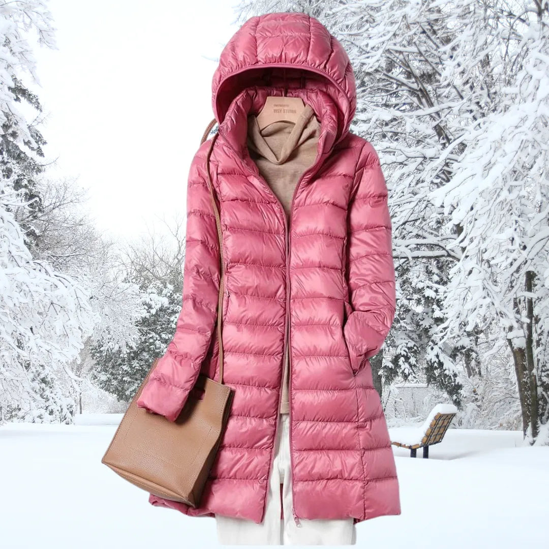Abrigo de Invierno de Mujer Largo Acolchado con Capucha