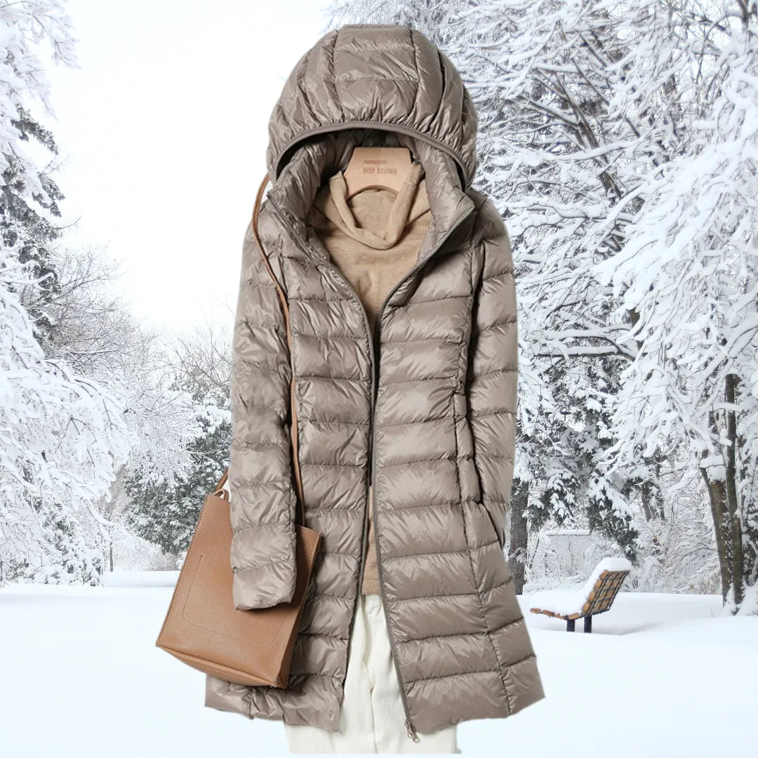 Abrigo de Invierno de Mujer Largo Acolchado con Capucha