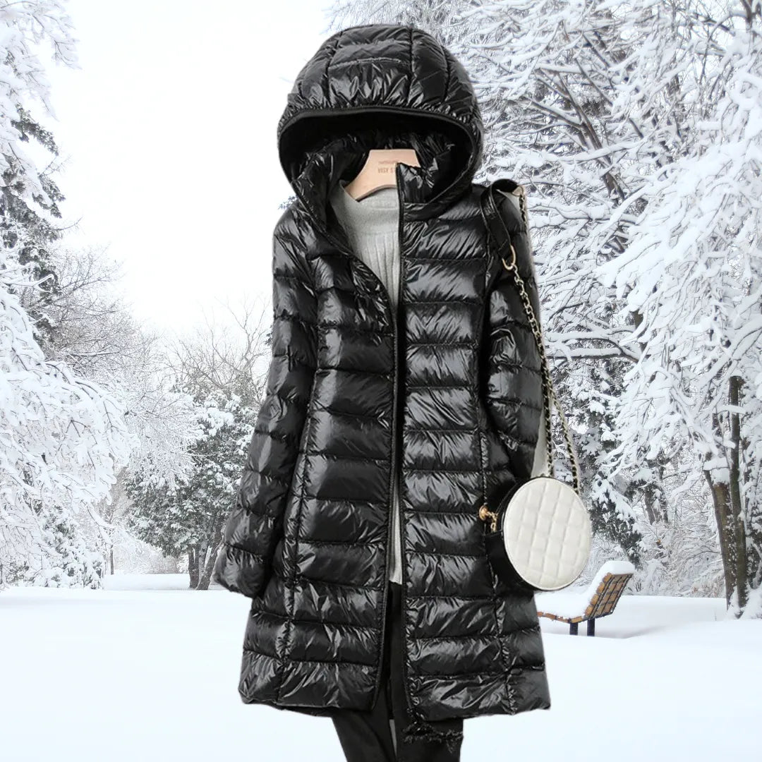 Abrigo de Invierno de Mujer Largo Acolchado con Capucha