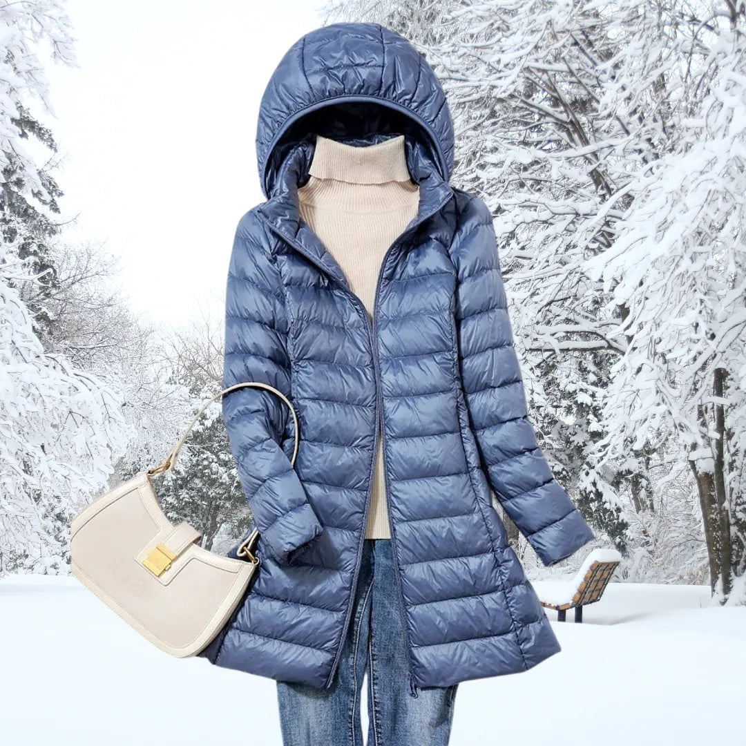 Abrigo de Invierno de Mujer Largo Acolchado con Capucha