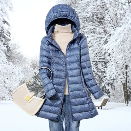 Abrigo de Invierno de Mujer Largo Acolchado con Capucha