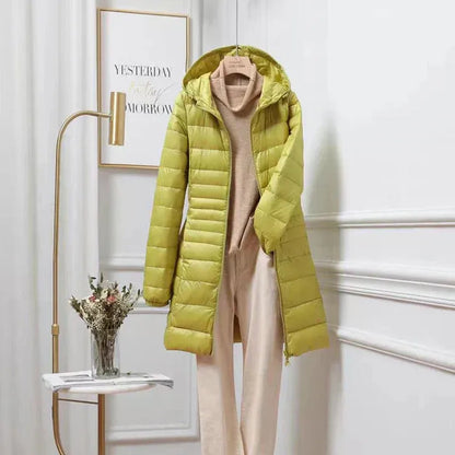 Abrigo de Invierno de Mujer Largo Acolchado con Capucha