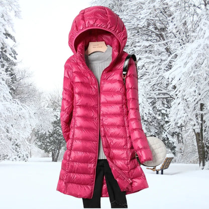 Abrigo de Invierno de Mujer Largo Acolchado con Capucha