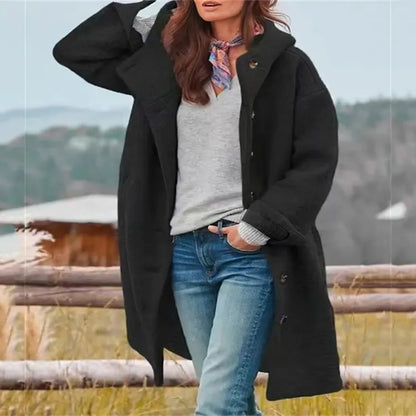 Abrigo de Invierno de Mujer Largo Elegante con Cierre de Botones