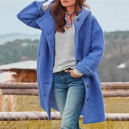 Abrigo de Invierno de Mujer Largo Elegante con Cierre de Botones
