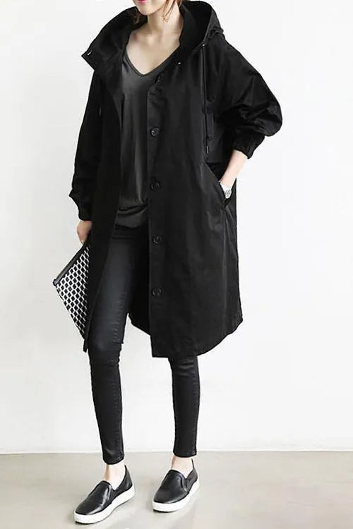 Abrigo de Mujer Largo Elegante con Capucha