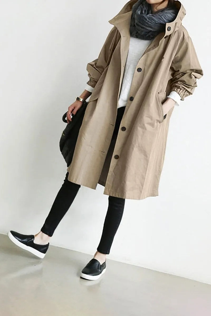 Abrigo de Mujer Largo Elegante con Capucha