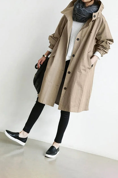 Abrigo de Mujer Largo Elegante con Capucha