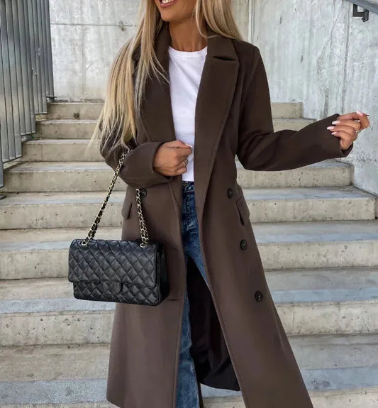 Abrigo de Mujer de Invierno Clásico con Botones